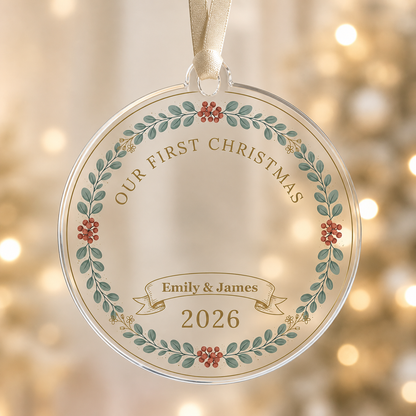 first christmas wreath glass ornament glass ornament mockup