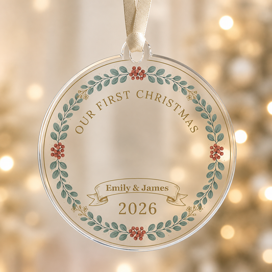 first christmas wreath glass ornament glass ornament mockup