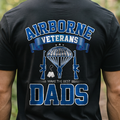 "Airborne Veterans Make the Best Dads" T-Shirt – Military Veteran Grandpa Dad Gift for Veterans Day