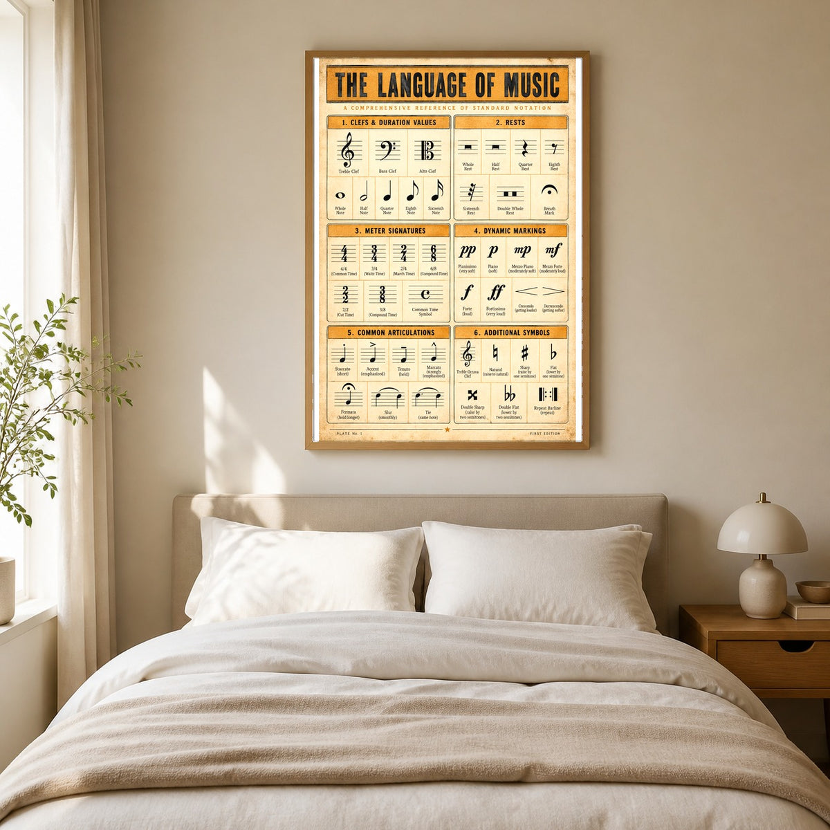The Language of Music Poster, Music Notation Reference Chart Wall Art