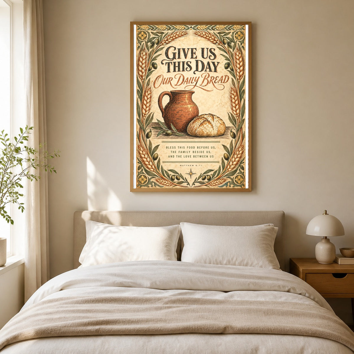 Give Us This Day Bible Scripture Poster, Daily Bread Kitchen Wall Art