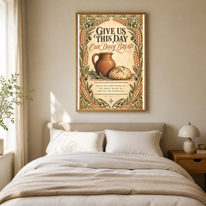 Give Us This Day Bible Scripture Poster, Daily Bread Kitchen Wall Art