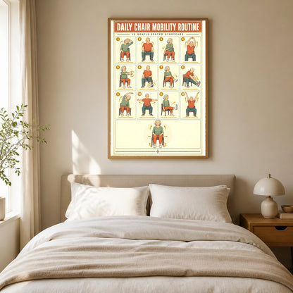 Daily Chair Mobility Routine Poster, Seated Senior Exercise Chart