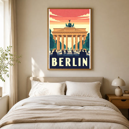 Berlin Germany Brandenburg Gate Vintage Travel Wall Art Poster