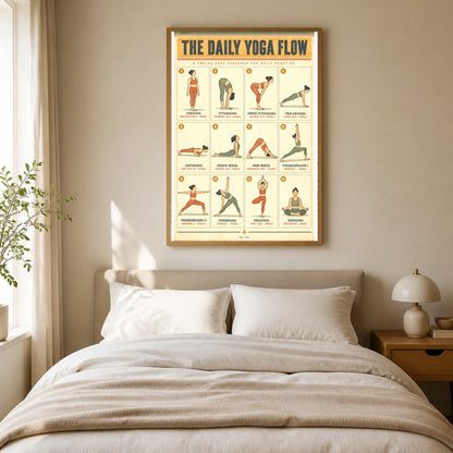 The Daily Yoga Flow Sequences Chart Poster, Home Studio Decor