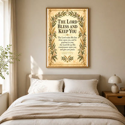 Aaronic Blessing Scripture Art Poster, The Lord Bless and Keep You