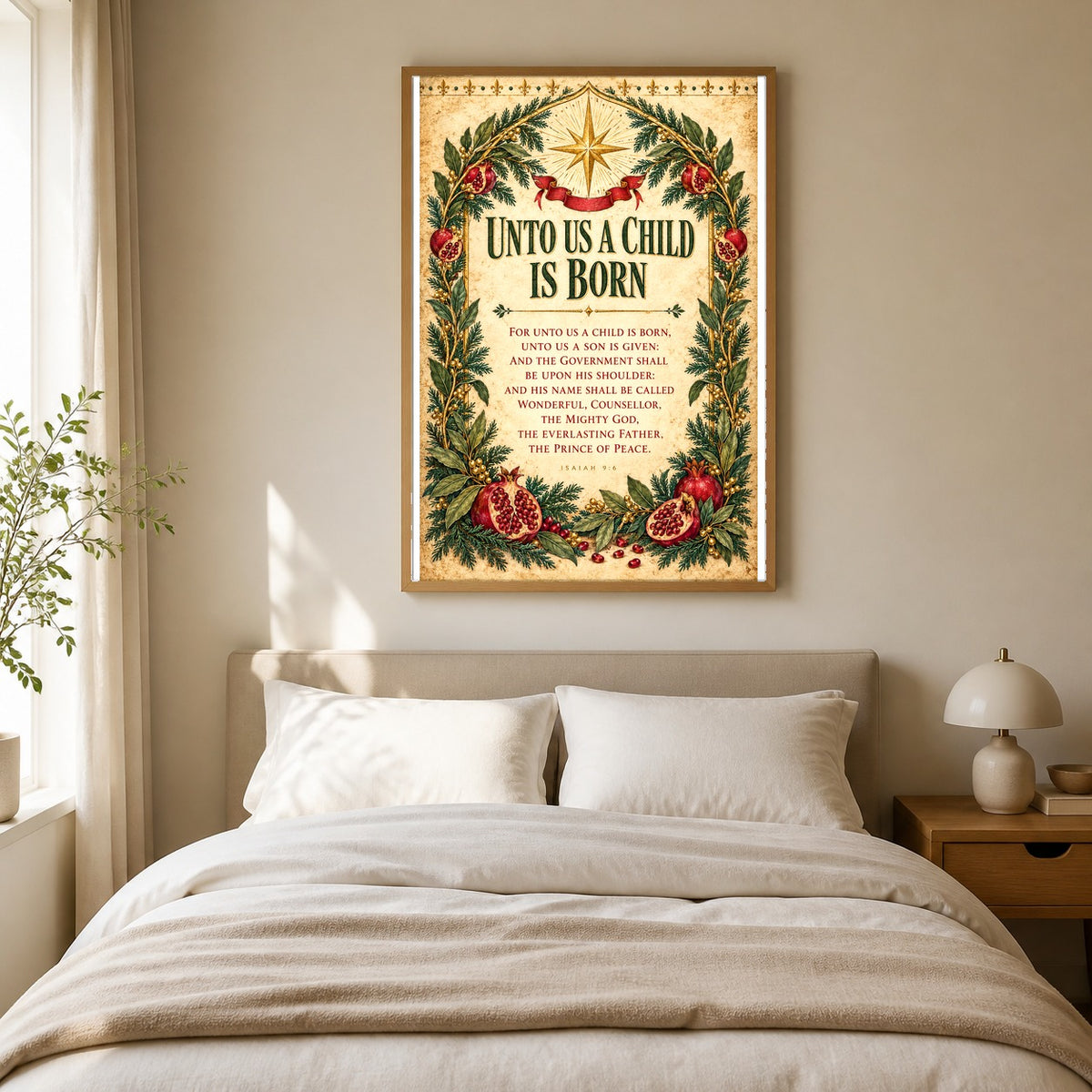 Unto Us a Child Is Born Isaiah 9:6 Christmas Scripture Art Poster