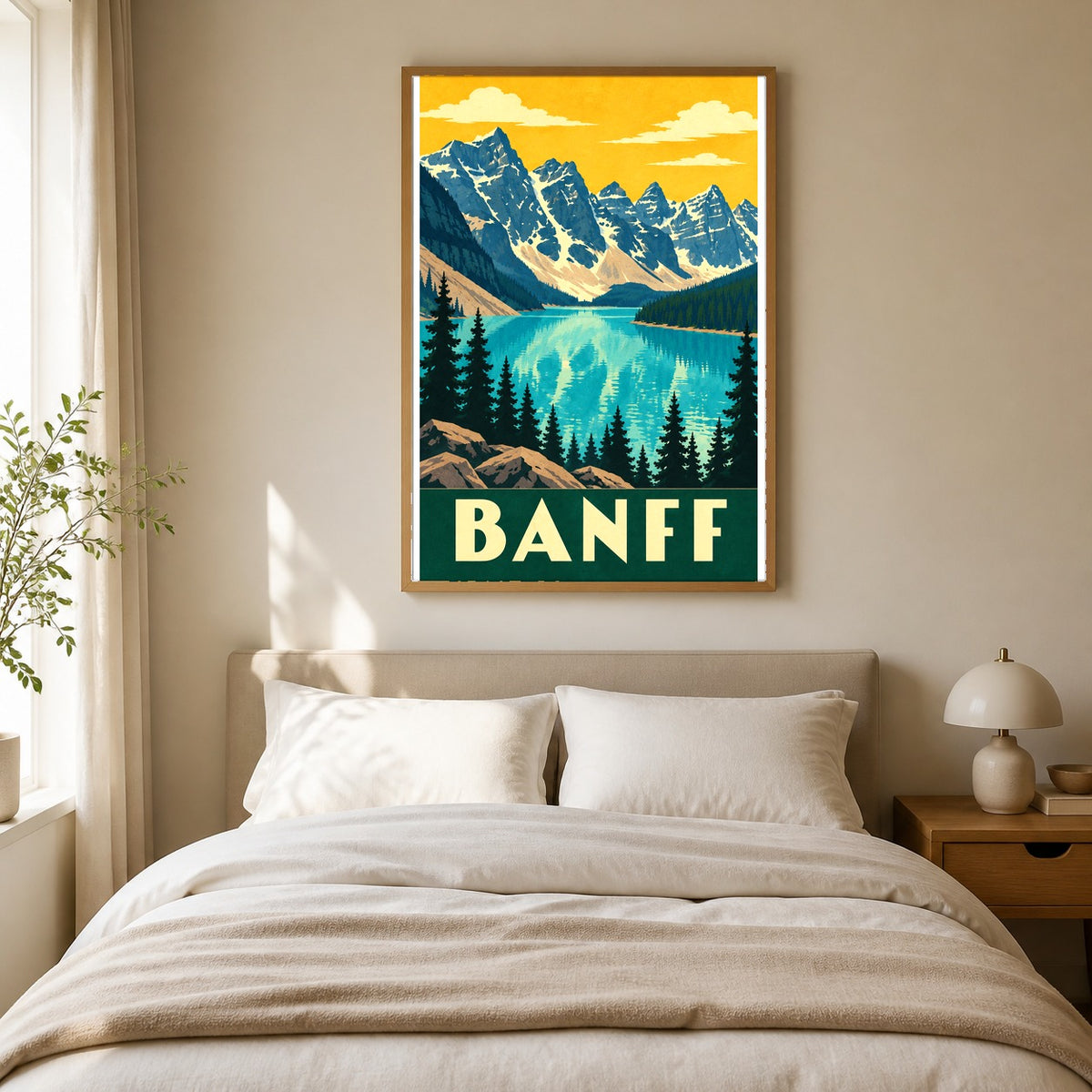 Banff Vintage Travel Poster, Retro Canadian Rockies Wall Art