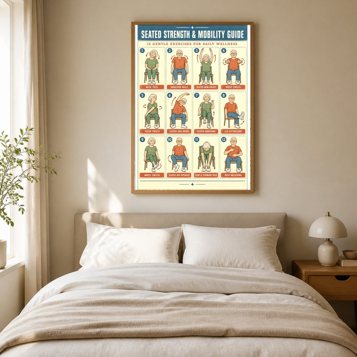Seated Strength and Mobility Guide Poster for Daily Senior Movement