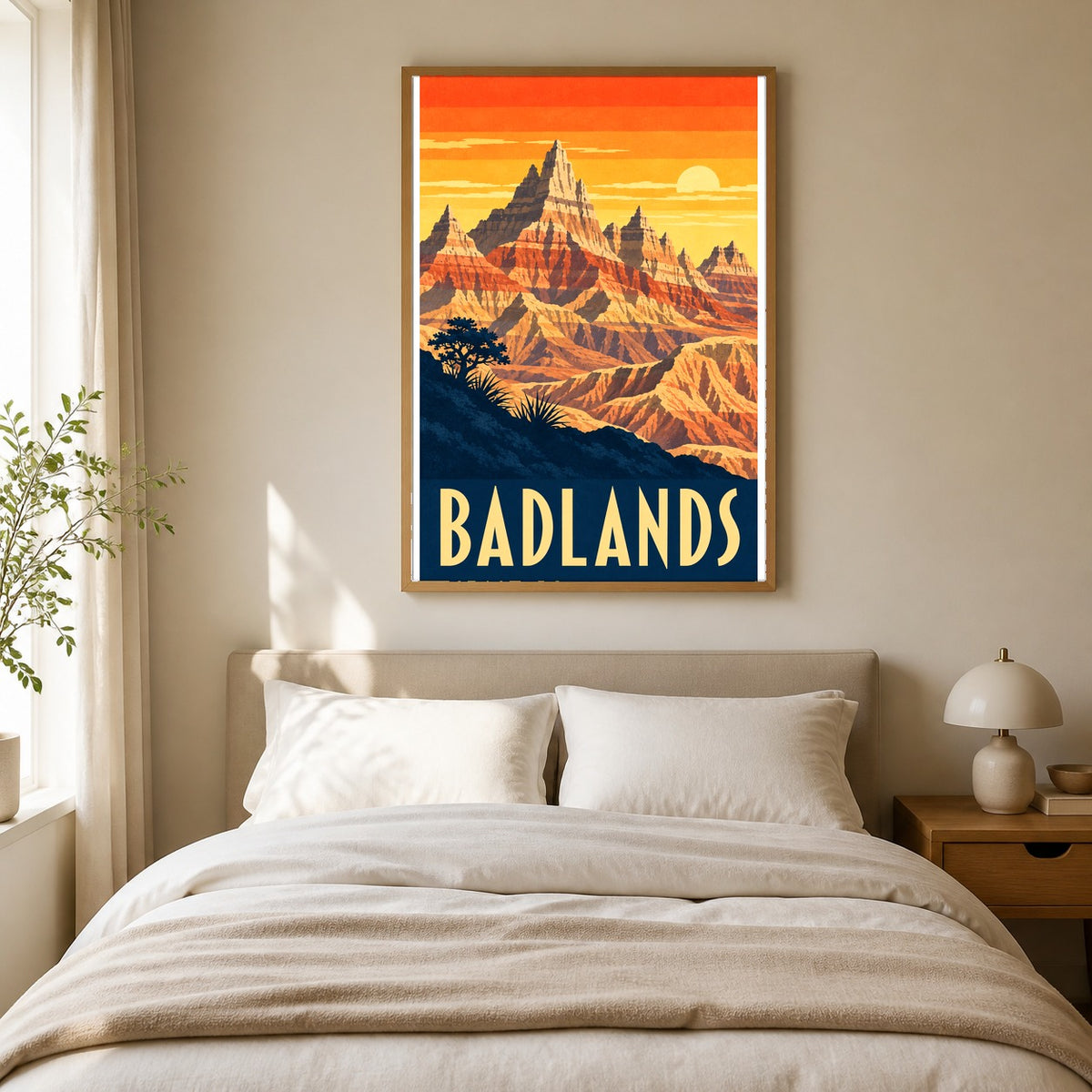 Badlands Vintage Travel Poster, Retro Desert Wall Art Print