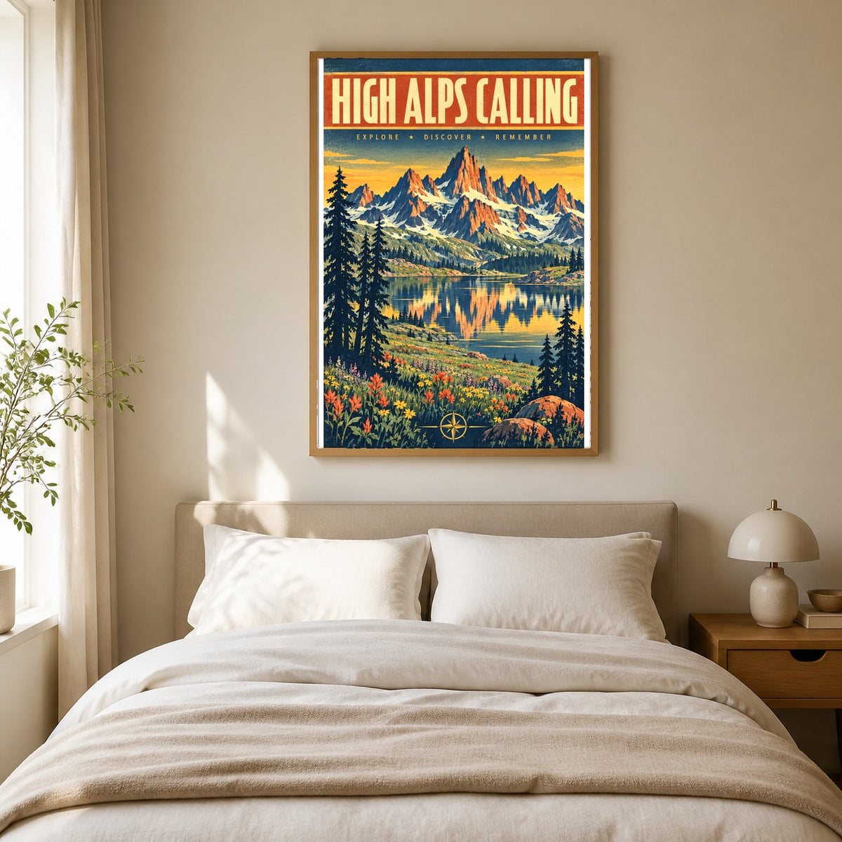 High Alps Calling National Park Vintage Travel Art Poster