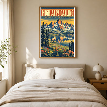 High Alps Calling National Park Vintage Travel Art Poster