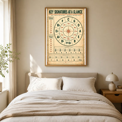 Piano Key Signature Companion Music Theory Poster