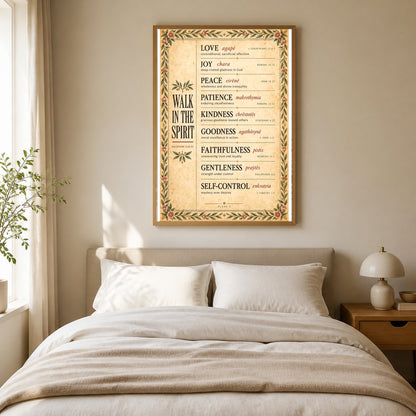 Walk in the Spirit Poster, Fruit of the Spirit Christian Scripture Decor