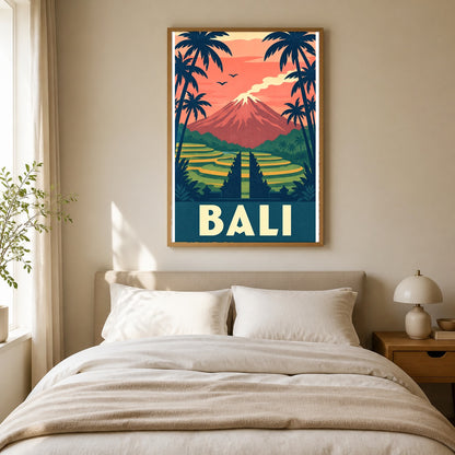 Bali Vintage Travel Poster, Retro Indonesia Wall Art Print