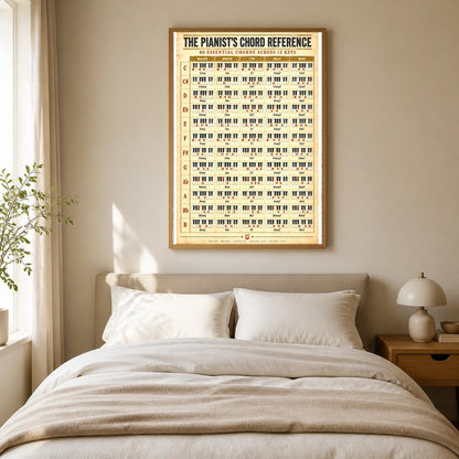 Piano Chord Reference Chart Poster, Music Theory Wall Art