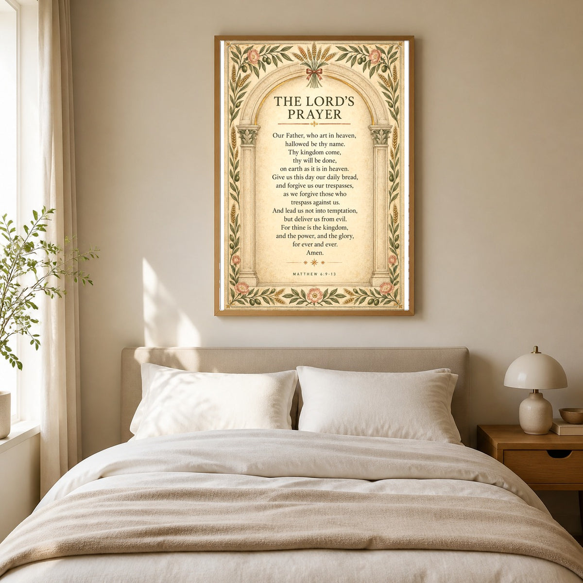 Minimalist Lords Prayer Arch Poster, Christian Dining Wall Art