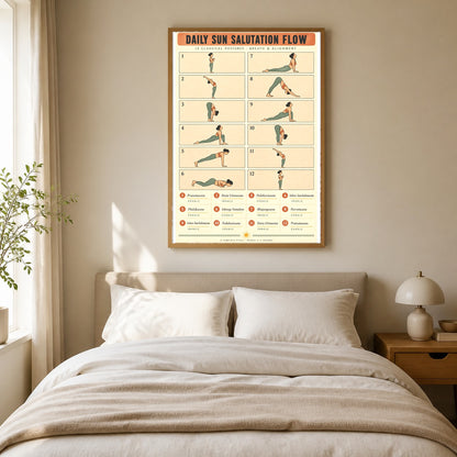 Daily Sun Salutation Flow Yoga Pose Guide Poster