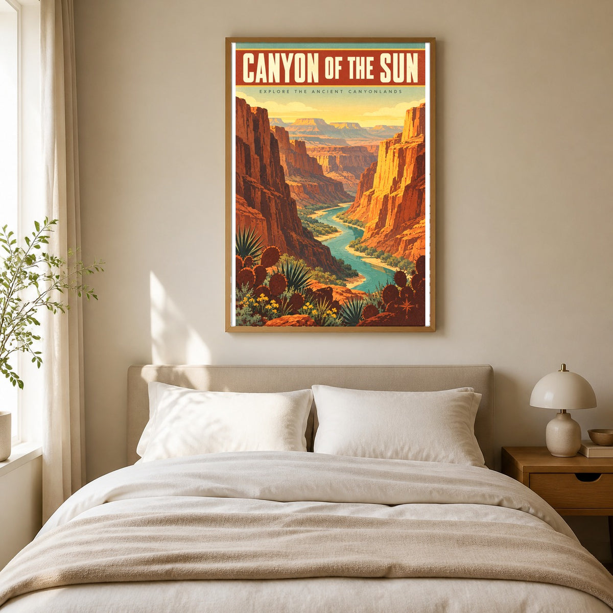 Canyon of the Sun Desert Sunrise Vintage Travel Art Poster