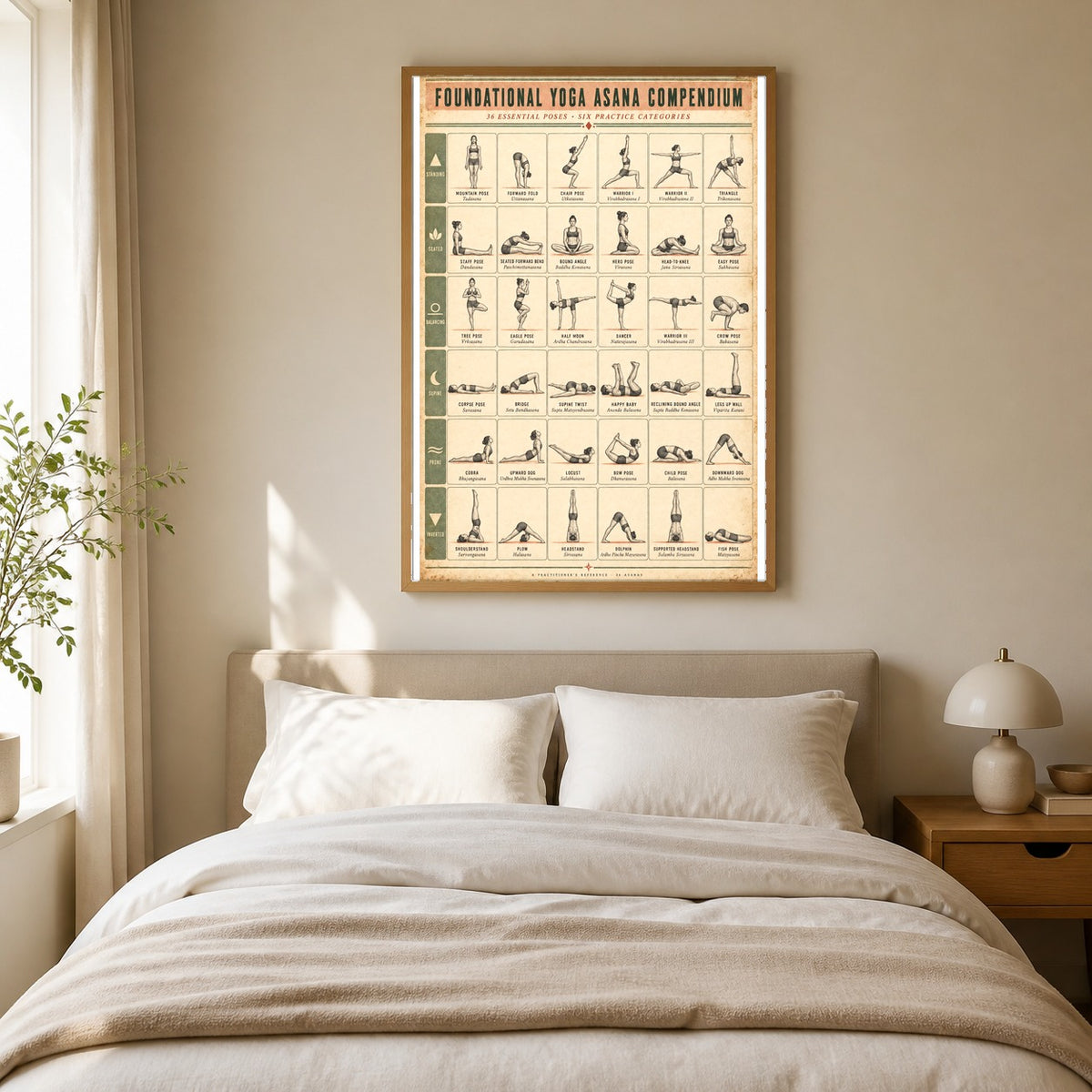 Foundational Yoga Asana Compendium Poster, Reference Chart