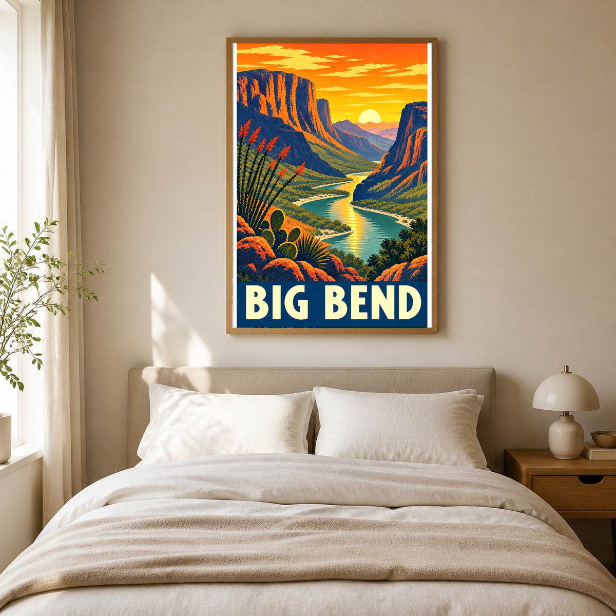 Big Bend National Park Retro Travel Poster, Canyon River Wall Art
