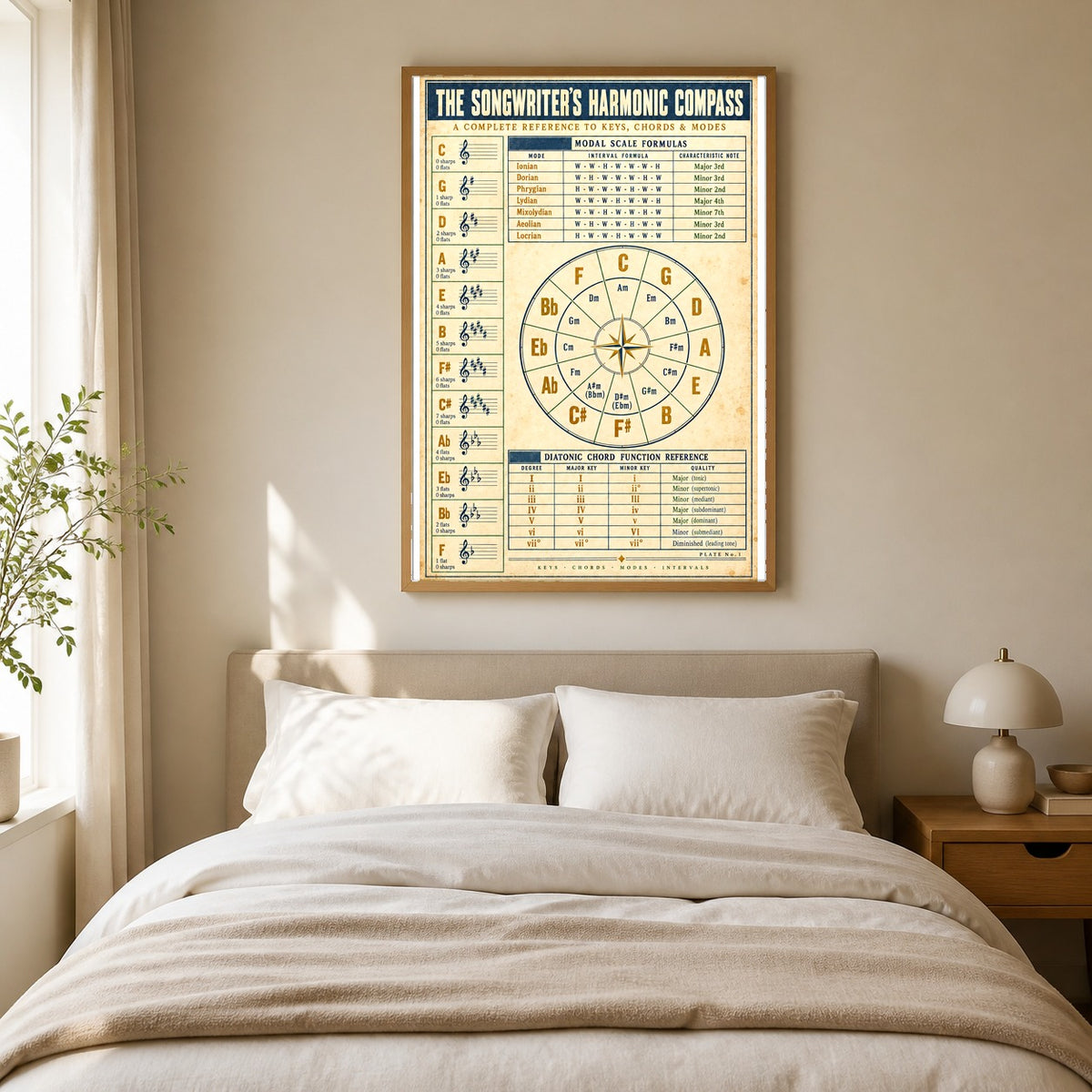 Songwriters Harmonic Compass Poster, Music Theory Studio Chart