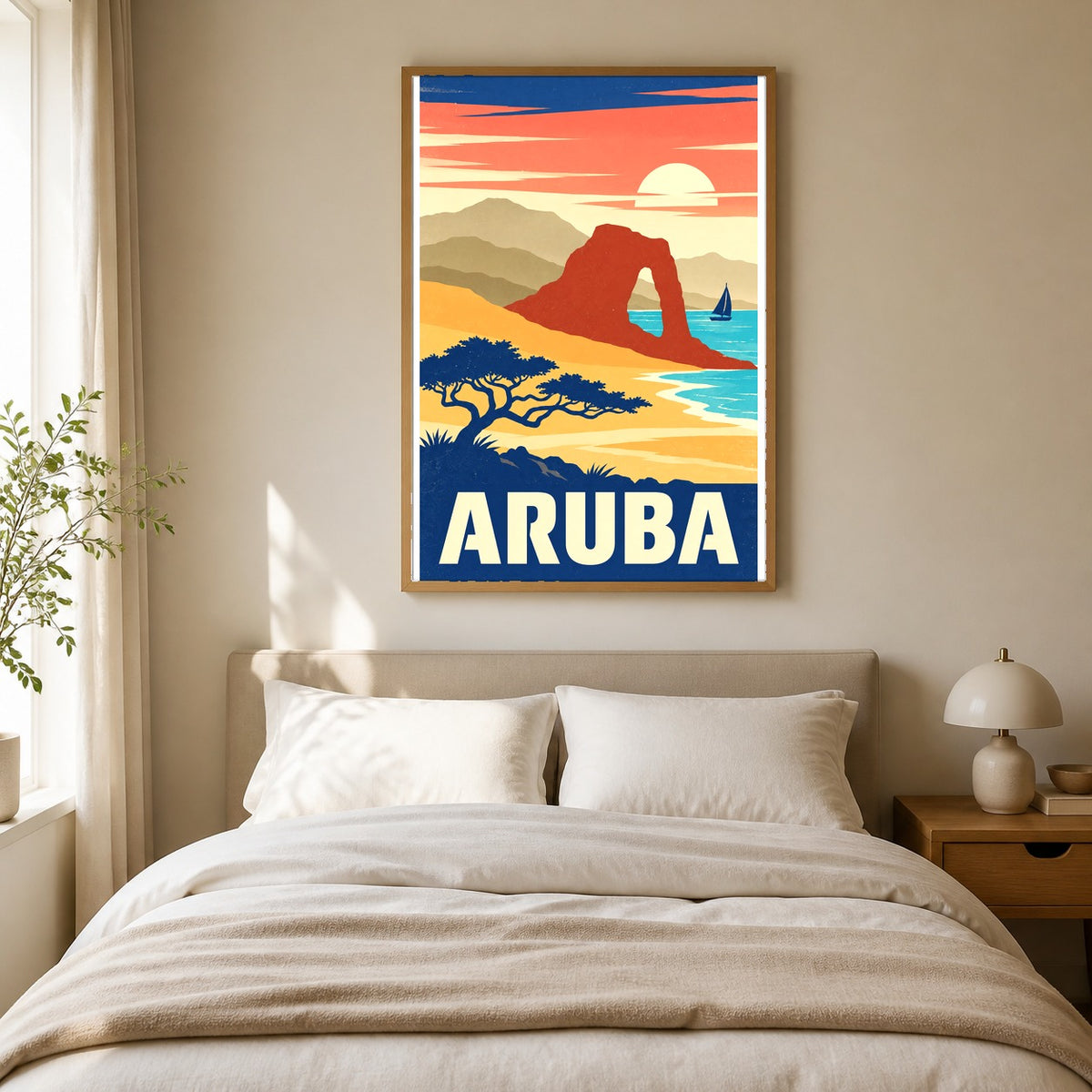 Aruba Vintage Travel Poster Retro Island Beach Wall Art