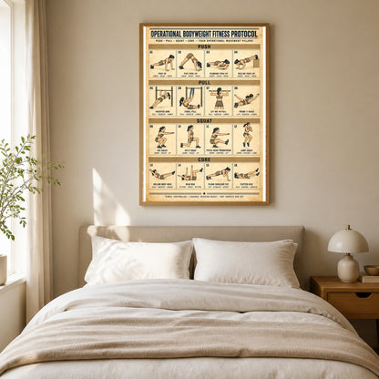 Female Tactical Bodyweight Fitness Protocol Chart Poster