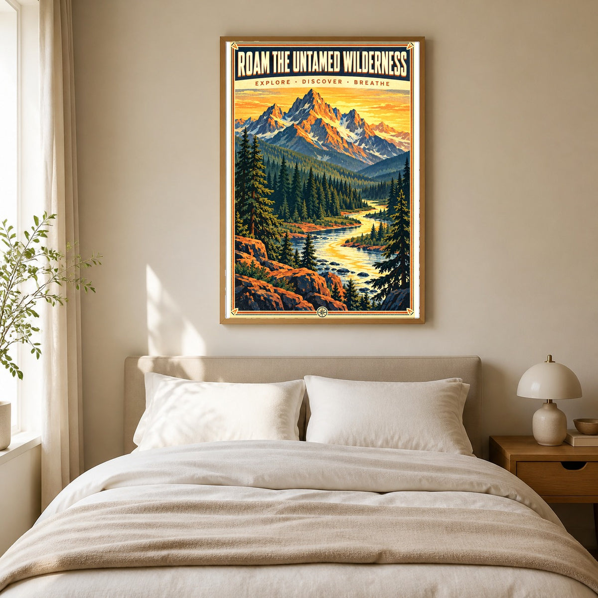 Untamed Wilderness Vintage Travel Poster, Rustic Nature Wall Art