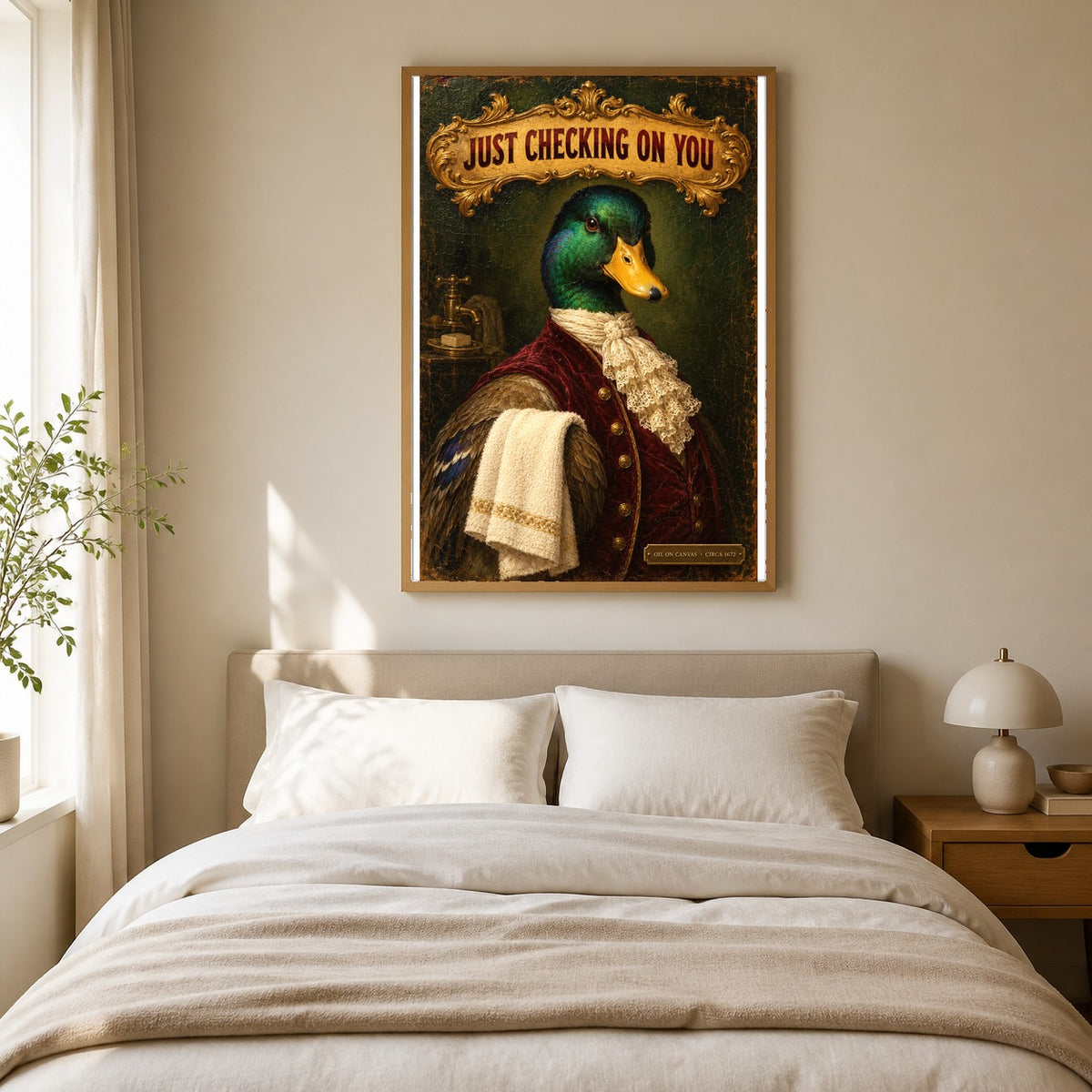 Aristocratic Duck Bathroom Attendant Funny Wall Art Poster