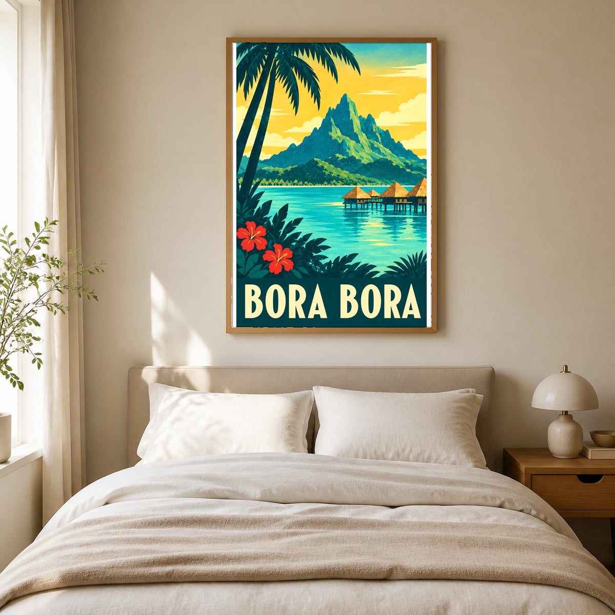 Bora Bora Travel Poster, Vintage Tropical Wall Art