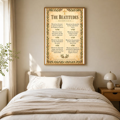 The Beatitudes Scripture Wall Art Poster, Matthew 5 Olive Branch Print