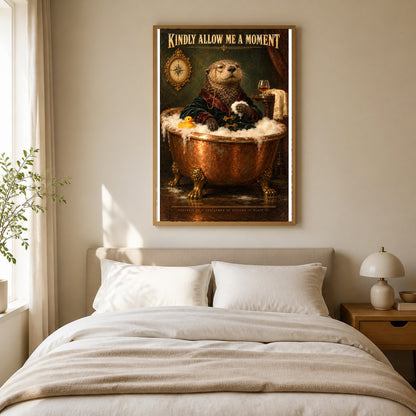 Victorian Bath Otter Funny Oil Painting Bathroom Art Poster