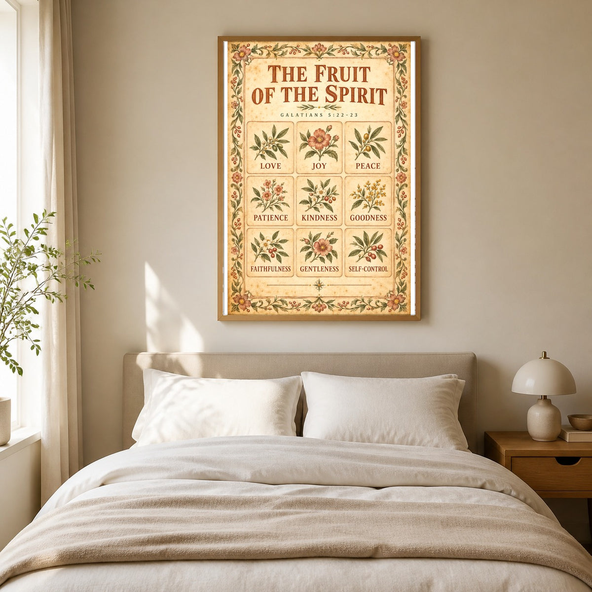 Fruit of the Spirit Botanical Scripture Poster, Christian Decor
