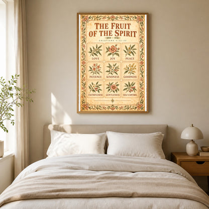 Fruit of the Spirit Botanical Scripture Poster, Christian Decor