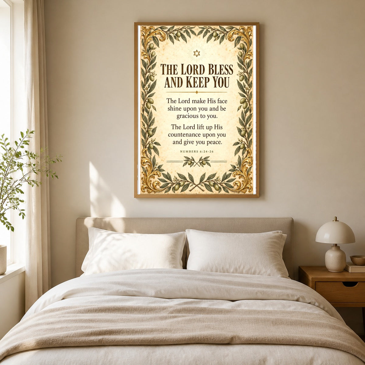 Botanical Priestly Blessing Art Poster, Numbers Scripture Print