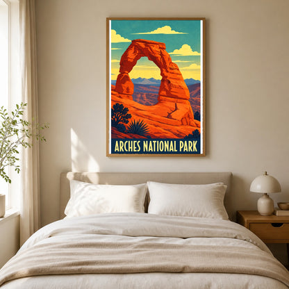 Arches National Park Poster, Vintage Desert Travel Wall Art