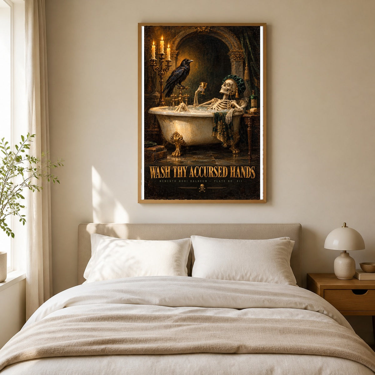 Accursed Hands Gothic Skeleton Bath Poster, Dark Academia Wall Decor