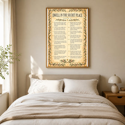 Psalm 91 Scripture Art Poster with Olive Branch Border