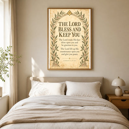 Aaronic Blessing Arch Poster, Numbers 6 Scripture Nursery Wall Art