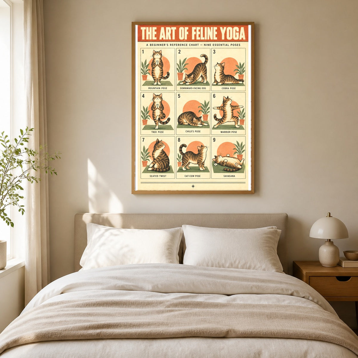 The Art of Feline Yoga Poster, Cat Stretch Routine Chart
