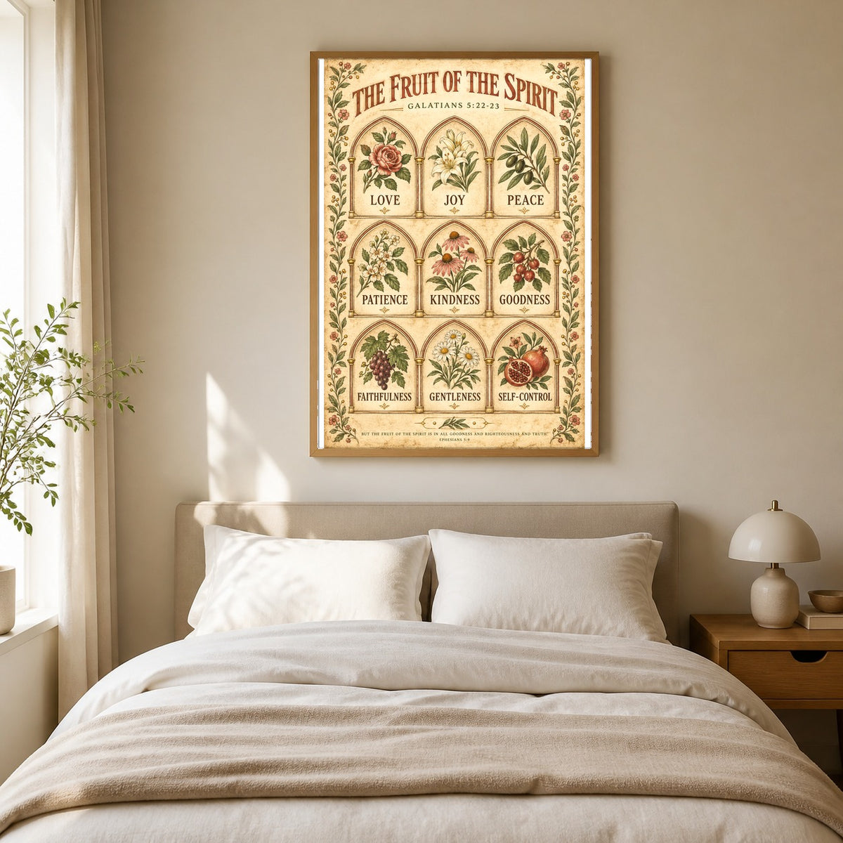Fruit of the Spirit Archway Grid Poster, Galatians 5 Scripture Art
