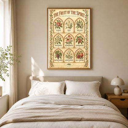 Fruit of the Spirit Archway Grid Poster, Galatians 5 Scripture Art
