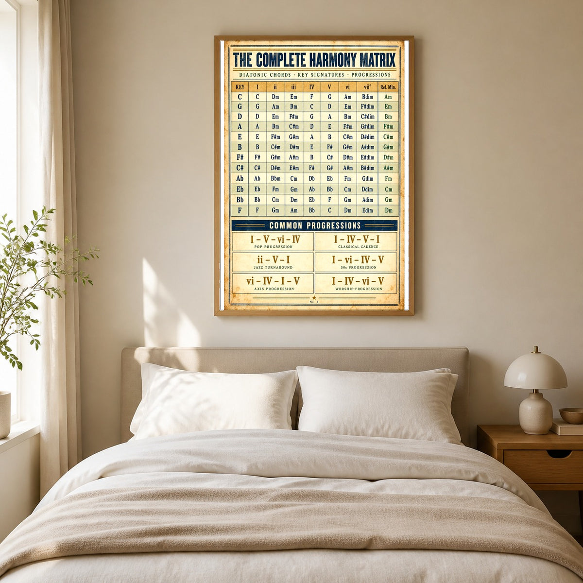 Complete Harmony Matrix Poster, Studio Diatonic Music Theory Reference