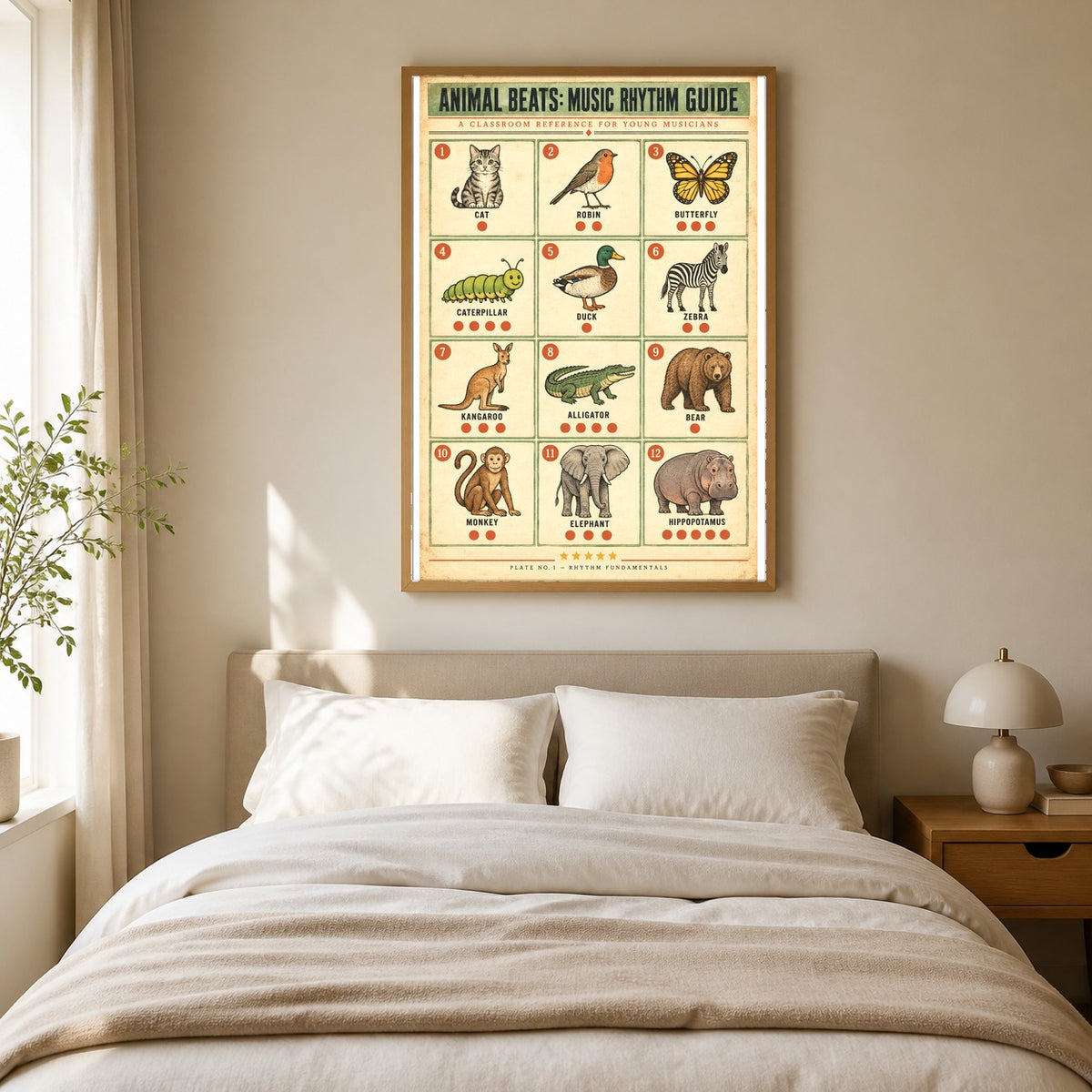 Animal Beats Music Rhythm Guide Poster, Elementary Classroom Wall Art