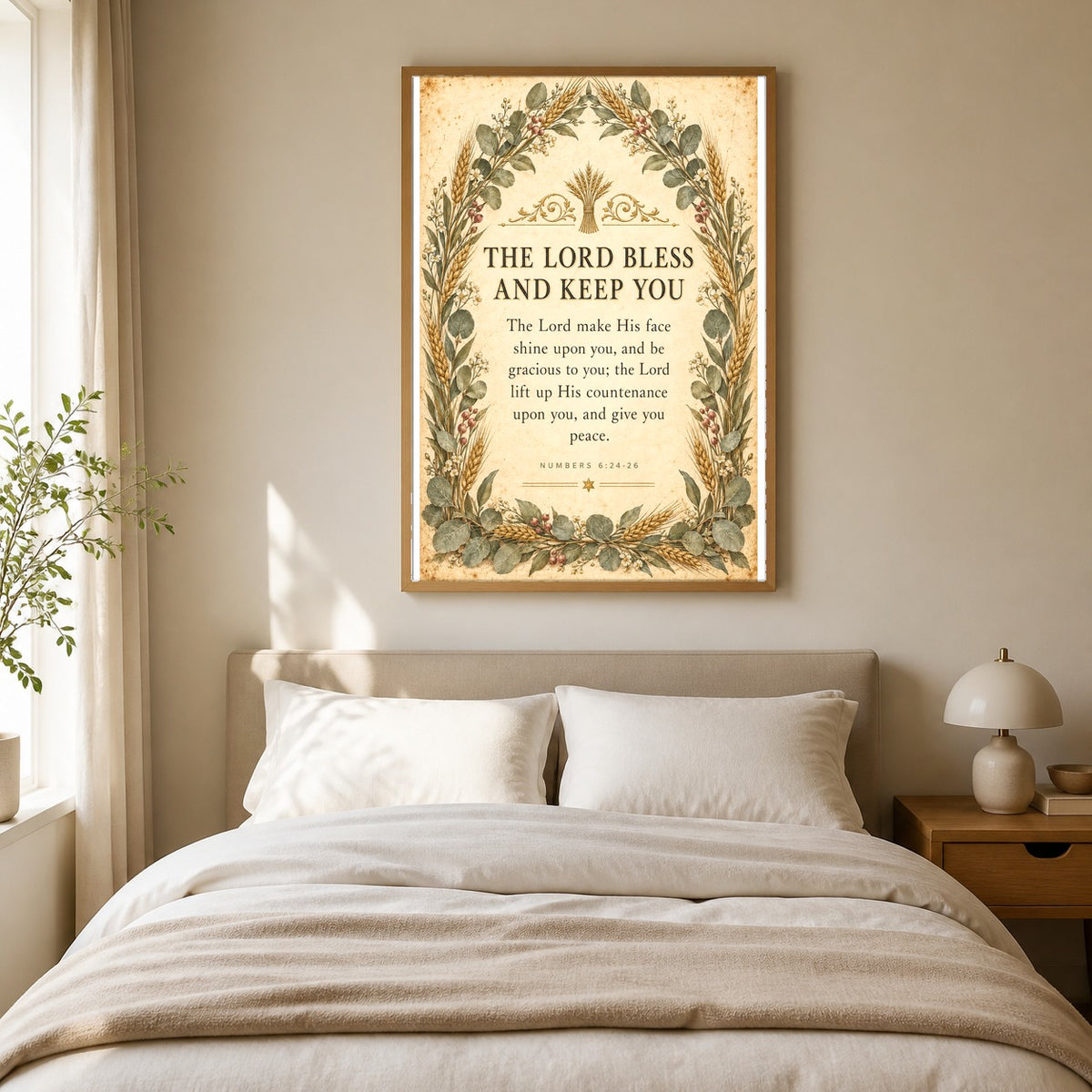Botanical Priestly Blessing Poster, Numbers 6 Scripture Wall Art
