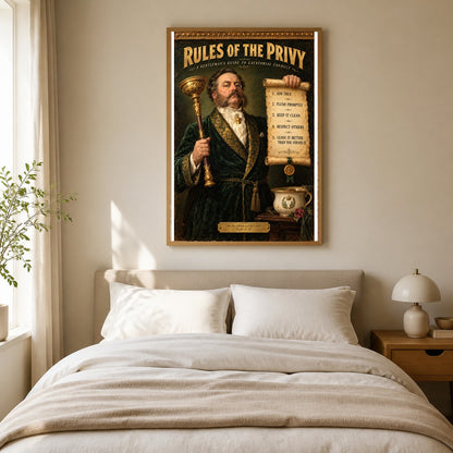 Rules of the Privy Victorian Bathroom Humor Oil Painting Poster