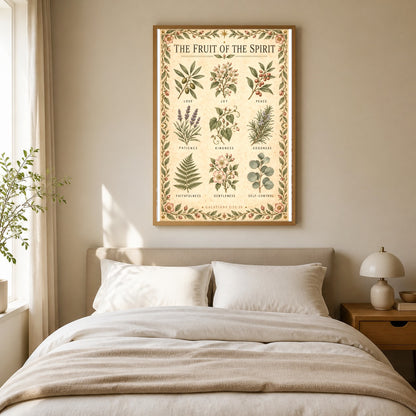 Fruit of the Spirit Botanical Grid Poster, Scripture Wall Decor