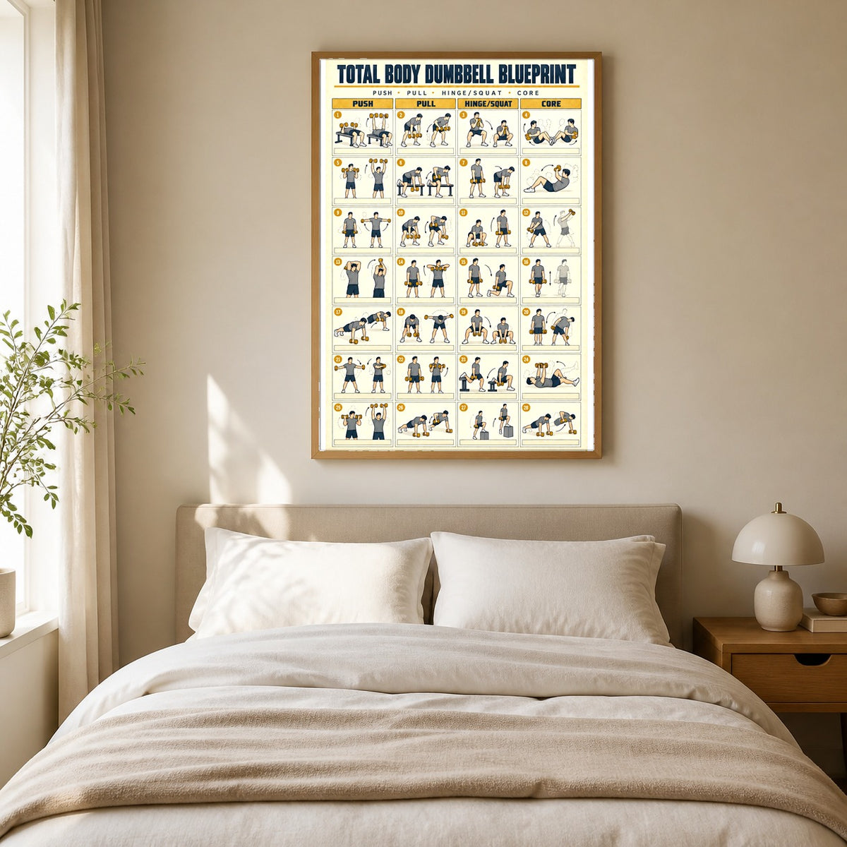 Total Body Dumbbell Blueprint Poster for Home Gym Wall Art
