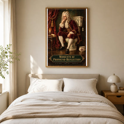 Pensive Monarch Powder Room Poster, Funny Baroque Toilet Art